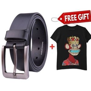 Pure Leather Casual Men's Belt + FREE T-SHIRT.