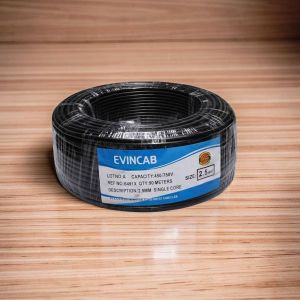 Evin Black 1.5mm 90M Single Core PVC Insulated Heavy Duty Flexible Cost-Effective Wiring Electrical Cable
