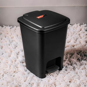 30 Litres Black Hard Plastic Quality Material Smooth Inner Step Pedal Garbage Waste Dust Bin 