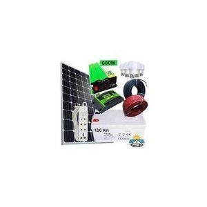 Sunlight Solar 150 Watts Solar Panel Special All Weather Fullkit + 100AH Battery + 300Watts Solar Inverter + 20 Ah Charge Controller+3 bulbs + dropping cables