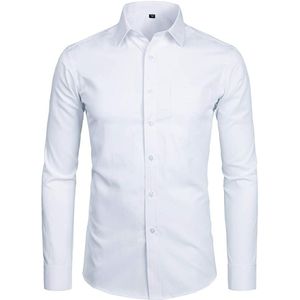 Formal Official Slim Fit Long Sleeved Shirt-White+free Cufflinks