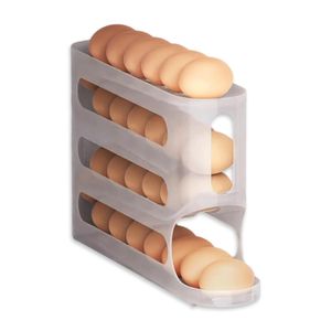 ShebSheb 4 Tiers Egg Holder For Fridge - Auto Rolling Space-Saving Egg Dispenser, 30 Egg Capacity