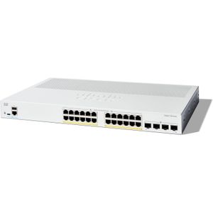 Cisco  Catalyst C1300-24P-4G 24-Port Managed Gigabit PoE+ Switch – Gray  195W PoE Budget  4× Gigabit SFP Uplinks  Enterprise Layer 2 Network Switch