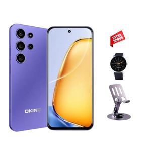 Oking OK S25 ultra 64GB ROM + 5GB (2+3GB) extended RAM, 13MP+8MP ultra camera, 5000mAh real battery 6.67" Inch Display HD, + in cell punch hole screen, Android phone with side mounted fingerprint (Web + Phone Stand)  - Purple