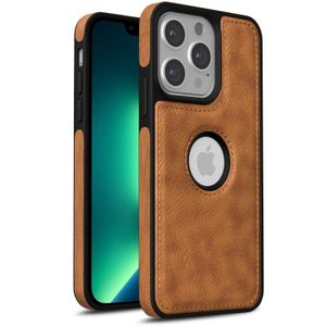 iPhone 13 Pro Max Phone Case, Brown Full Flexible Classic PU Soft Leather Protective Phone Cover for Second Device