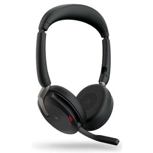 Jabra E-volve2 65 Flex Microsoft Teams Certified Wireless Stereo Headset with Hybrid ANC, Link 380a USB-A Adapter & Ultra-Portable Foldable Design (26699-999-999)