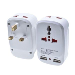Universal Travel Plug Adapter – 2 USB Ports, Worldwide AC Power Charger With EU/UK/US/AU Compatibility