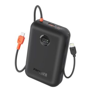 Promate  30000mAh Compact Power Bank with Built-In USB C & Lightning Cable (PowerPod 30)