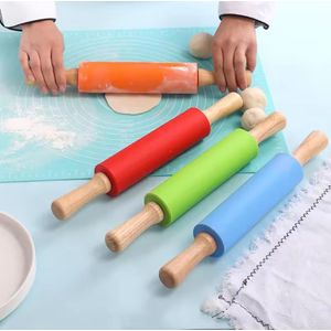 Non-Stick Silicone Dough Maker and Rolling Pin for Easy Baking and Pastry Preparation, Durable, Heat Resistant, and Comfortable Grip for Smooth Rolling