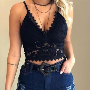 Women Sexy Deep V-neck Bra Lace Push Up Bralette Lingerie Cropped Vest Top  Underwear