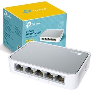 TP Link 5 Port 10/100 Mbps Fast Ethernet Switch, Desktop Ethernet Splitter, Ethernet Hub, Plug & Play, Fanless Quiet, Desktop Design, Green Technology, Unmanaged (TL-SF1005D),White