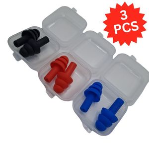 3 Pieces Silicone Wireless Ear Plugs Black Blue Red with Box