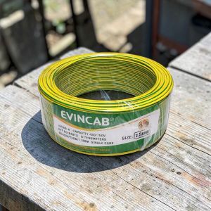 Evin 1.5mm Yellow/Green Single Core Solid Heavy Duty Heat Flame Electrical Wiring Cable