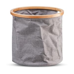 Foldable Laundry Basket with Lid – Large 100L Fabric Hamper with Bamboo Frame (Grey)