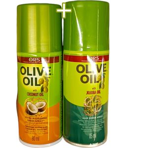 Ors Olive Oil With COCONUT OIL + JOJOBA OIL Hair Sprays EXTRA NOURISHING + HAIR SHEEN SPRAYS Lightweight Soothes Scalp Hydrates Dry Thirsty Hair Natural Healthy Sheen hairspray nk