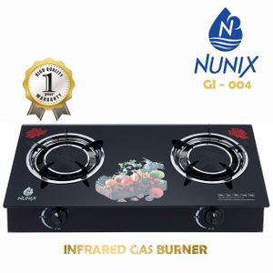 Nunix Two Burner Infrared Glass Gas Stove Cooker