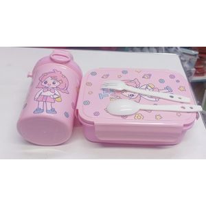 Kids -Piece Cartoon Lunch Box & Water Bottle Set - BPA-Free School  Box with Internal Compartments, Spoon & Fork