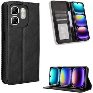 Infinix Smart 9 Phone Case, Wallet-Style Black Retro Leather Flip Cover with All-Round Protection for Second Device