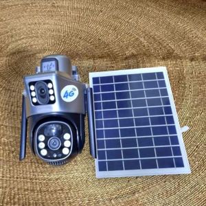 Two-Way Audio Communication Talk Support, Audio Recording, Full-Color 24/7 Night Vision, Cloud Storage Back Up Support Dual Lens Screen 4G Simcard Solar Camera