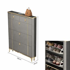 Premium Bucket Flip Shoe Cabinet – Slim Double-Layer Storage Organizer with Modern Gold Finish