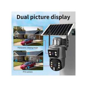 Solar Light Intelligence 4G (Simcard) V380 Double Lens Double Screens Camera Solar Powered - (PIR Human Detection Night Vision, All Weatherproof, Security Video IP Camara 4mp Battery CCTV Monitor) -(Black)
