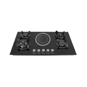 Bolesi Built In Table Top Hob Cooker 4Gas + 1Electric Hotplate In Built Cooker Burner Ceramic Tampered Glass Top Cooker Automatic Ignition High Quality Black (Can Be Used As Inbuilt OR Table Top) 1Yr Warranty