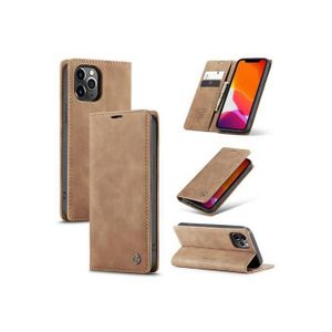 Caseme Brown Soft Leather Wallet Flip Cover Case for iPhone 12 Pro