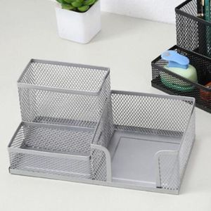 Large Pen Holder Desk Organizer Organiser Pen Barrel Mesh For Silver