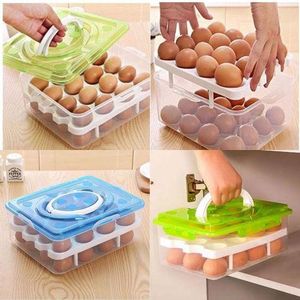 32 Grid Egg Tray Holder Container + Carrier Lid (Fridge Box)
