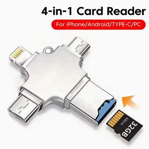 4IN1 Memory Card Reader For IPhone Laptop PC Type-C OTG Adapter For IOS USB A Micro SD Card Reader