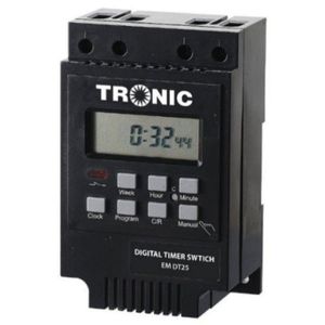 Tronic 2-Pack Digital Programmable Timer Switch - Black, ABS, 28 On/Off, LCD Display, 12x7.4x5.2cm