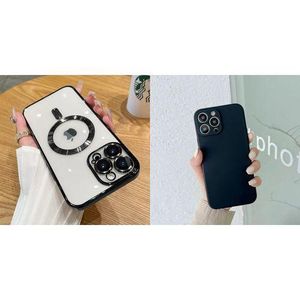 iPhone 12 SILICONE CASE BLACK & MAGNETIC CLEAR CASE BLACK, Protective Phone Case