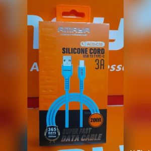 3A Silicone Cord USB to Type C (2M)Data And Charger Cable