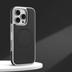 Magnetic leather case for iphone 15 pro max