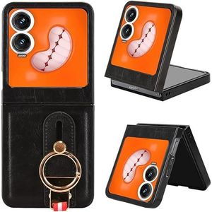 Cover Tecno Phantom V Flip2 5G Phone Case, PU Leather Comfortable Feel Non-Slip Combination Phone Case Black