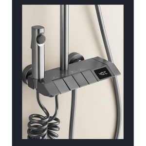 Modern LED Shower Panel System – Digital Temperature Control & Rainfall Shower Kit