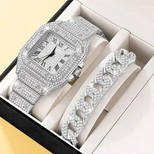 Fashion 5PCS Watch Ring Necklace Earrings Water Diamond Bracelet