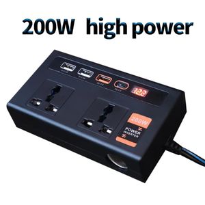 200W High Power Fast charging car inverter DC/AC 12V to 220/24V With Two Charging ports,3 USB Ports and 1 type c port & cigarette lighter port