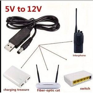 5V/9V/12V DC to USB for Routers - Boost Adapter Cable with Compatible USB-A Male Plug - Compatible for Power Banks, Car/Phone Chargers, Modems, TVs, Switch, Smartphones - DC Connect Male Plug-in (No Battery Required) ( SM )