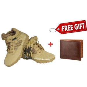 Delta MILITARY DESERT/HIKING BOOT + FREE PURE LEATHER WALLET.