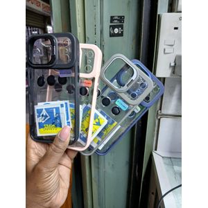 Clear  Case with Camera Lens Protector, Stand & Shockproof Corners for iPhone 17 Pro Max - Blue