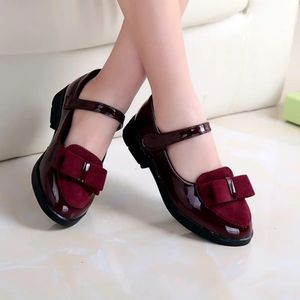 STYLISH kIDS DOLL SHOES//GIRLS//WETLOOK BOWTIE FINISH -MAROON