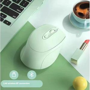 Wireless  Green Dual-Mode Bluetooth Mouse - 1600 DPI, Rechargeable, Ergonomic Design