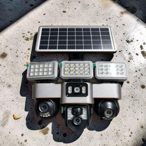 V380 Pro Smart Home Security Auto Tracking 12MP 4G PTZ Multiple Lens screens Solar Camera with Solar Flood Light