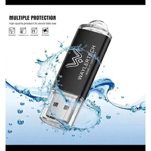 Waylertech 16GB High-Speed USB 2.0 Flash Drive, Premium Black Portable Memory Stick, Reliable U-Disk Storage for Students, Laptops, Desktop PC, and Office Data Transfer