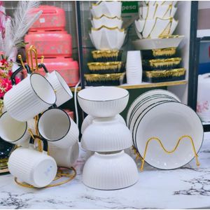18-Piece Japanese Dinner Set – Elegant Plates, Bowls & Mugs Set for 6