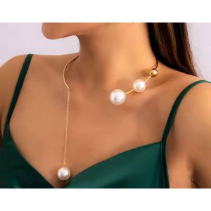  Pearl Choker Necklace for women-elegant gold open collar statement  jewelry