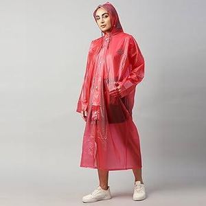 Unisex Red Adult Raincoat Waterproof Hooded Jacket for Men & Women Thickened, Windproof & Durable, Ideal for Hiking, Camping, Cycling, Fishing, Work or Travel in Wet & Cold Weather Rain Jacket/Rain Coat