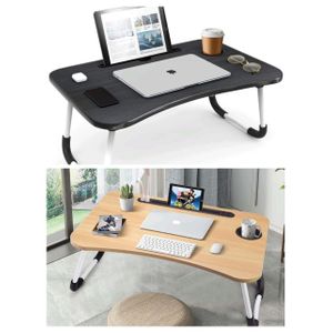 Foldable Laptop Table Desk – Portable Bed Tray with Cup Holder and Tablet Slot ,Breakfast & Work Table 