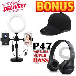 -Inch Ring Light with Tripod & Phone Clip – 360° Rotatable for TikTok, Selfie & Live Video + Bluetooth Headphones